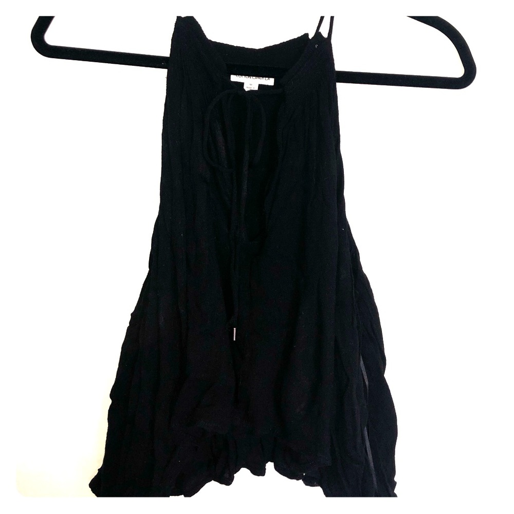 Black high neck tie tank top
